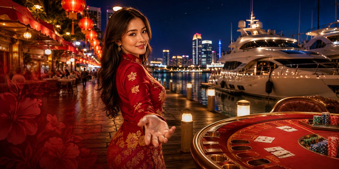 Meja Baccarat dengan suasana Malaysia tradisional